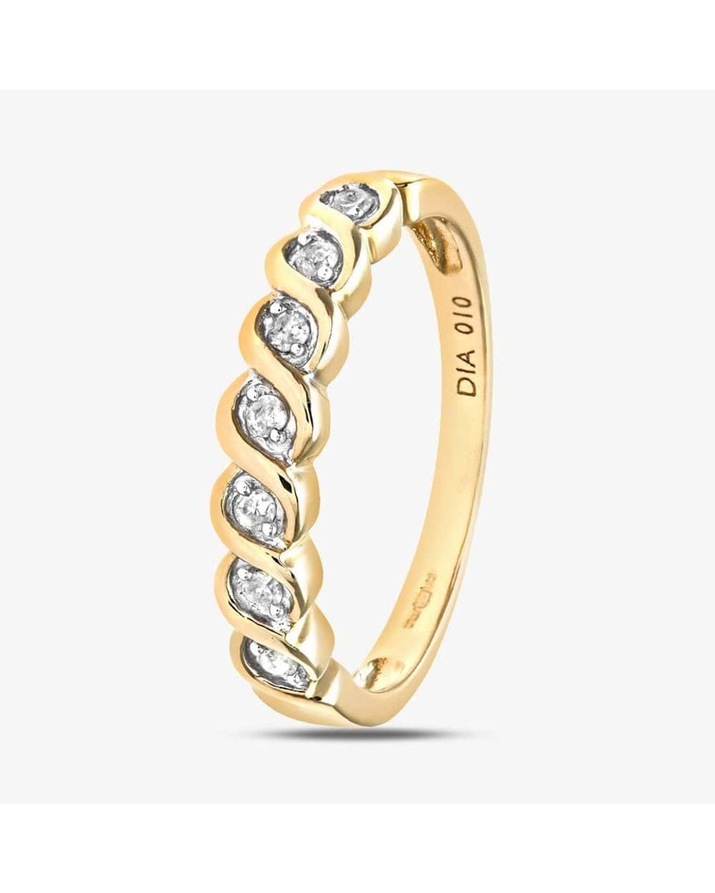 T.H.Baker Metallic 9Ct 0.10Ct Diamond Swirl Half Eternity Ring