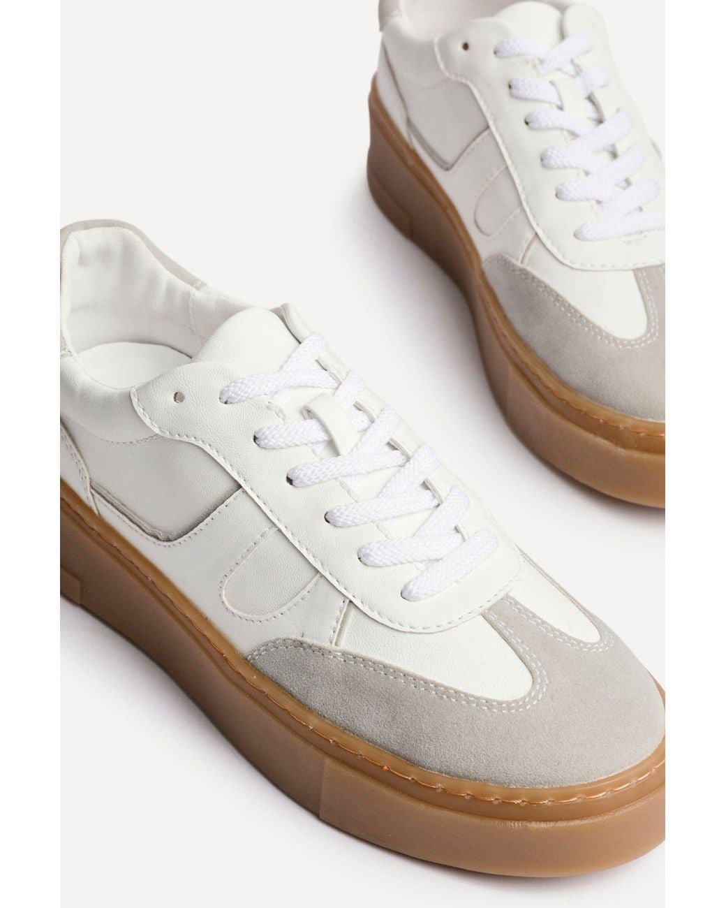Linzi White Kaia & Faux Leather Trainers