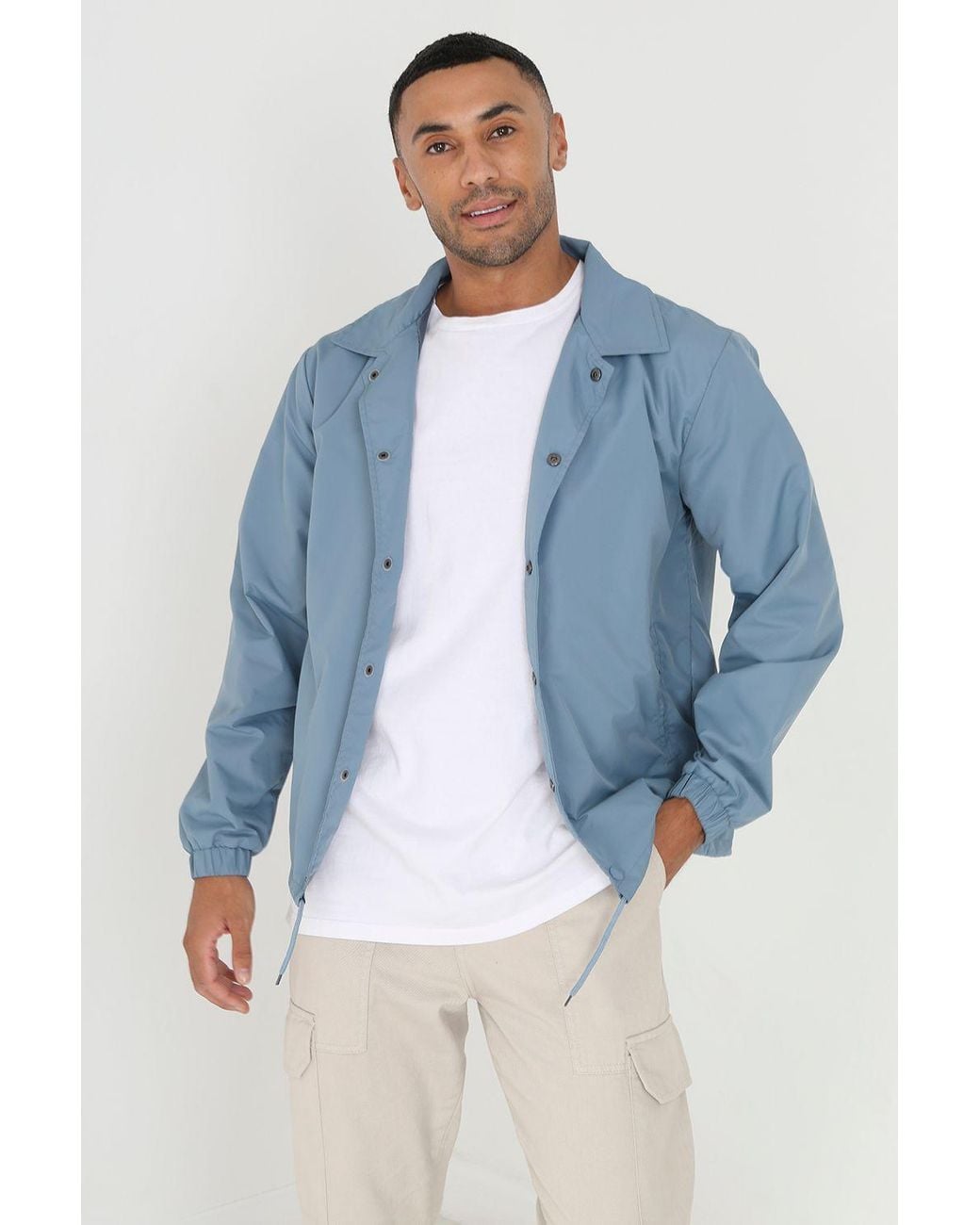 Brave Soul Blue Lightweight Coach Style Jacket for men