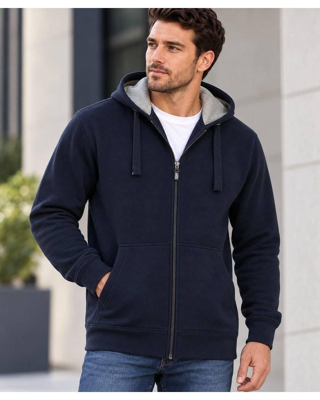 KAM Jeanswear Blue Long Sleeve Full Zip Hoody For for men