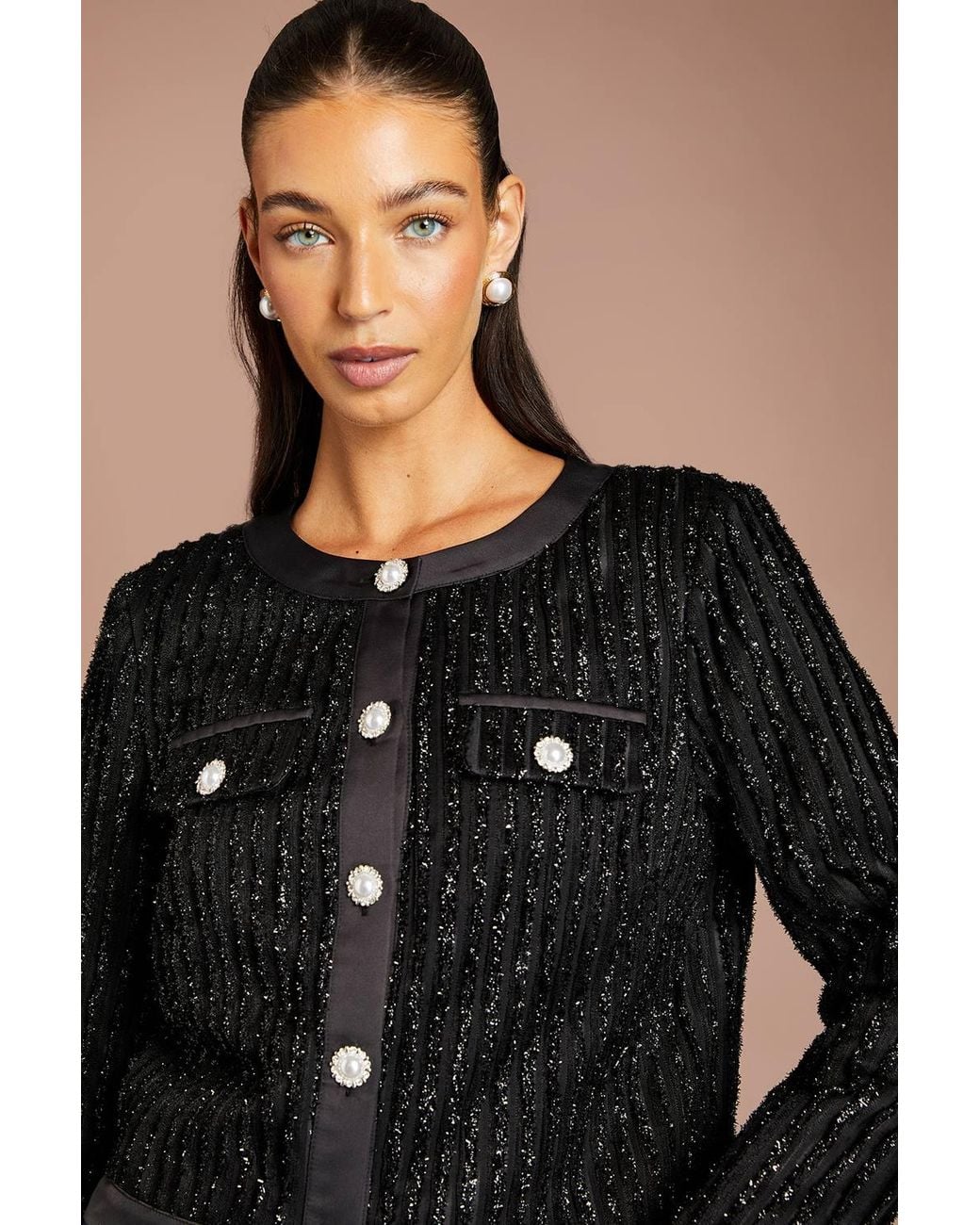 Coast Blue Textured Button Detail Jacket
