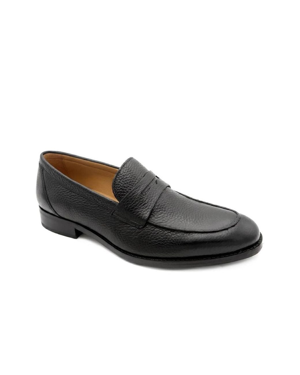 Jones Bootmaker Black Russell Leather Penny Loafers for men