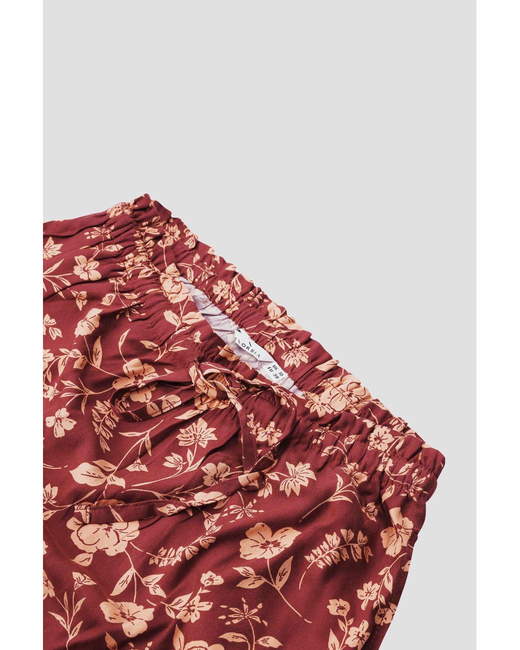 Enorsia Red Summer Flower Linen Midi Skirt