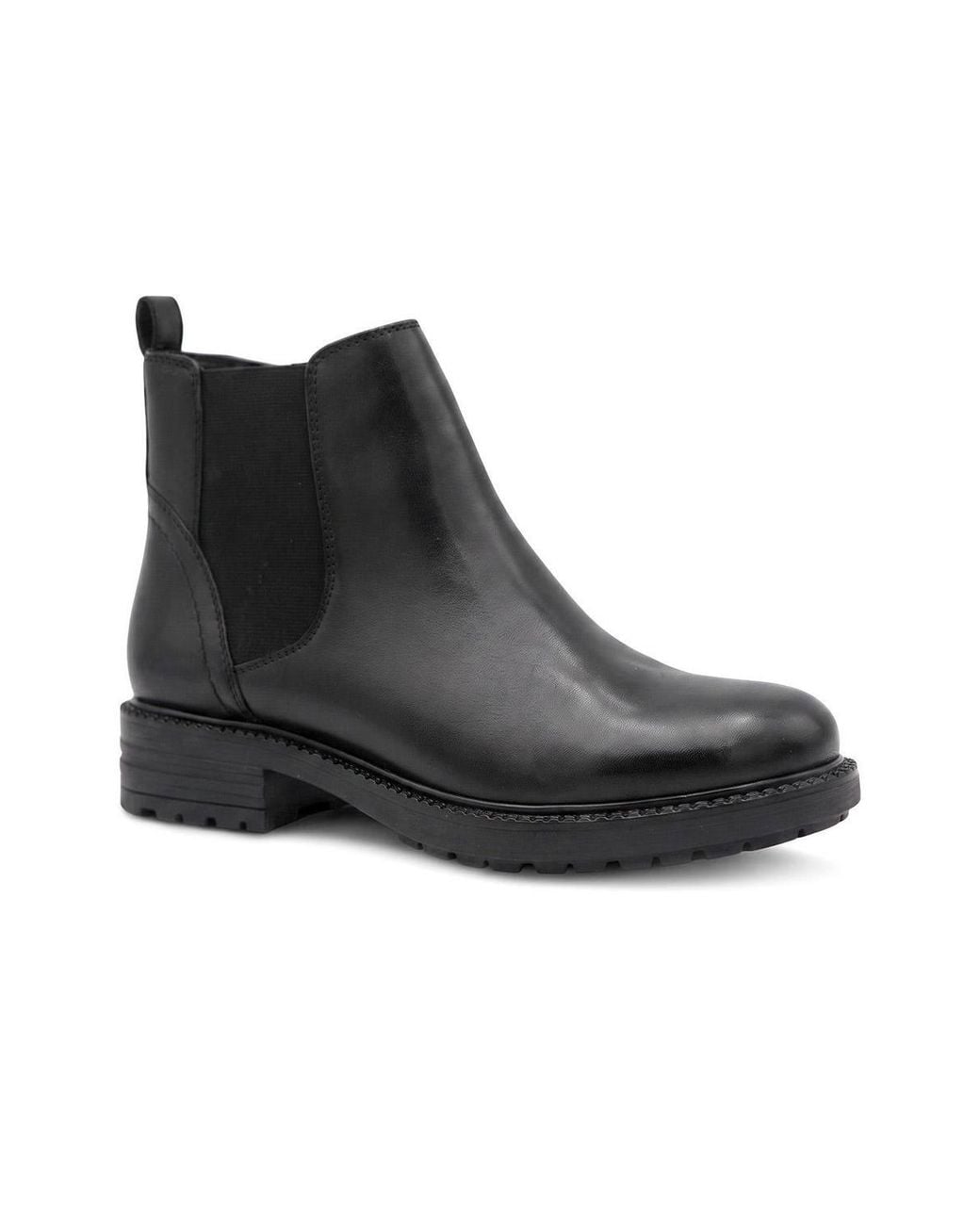 Pavers Black Smart Leather Block Heel Chelsea Boots