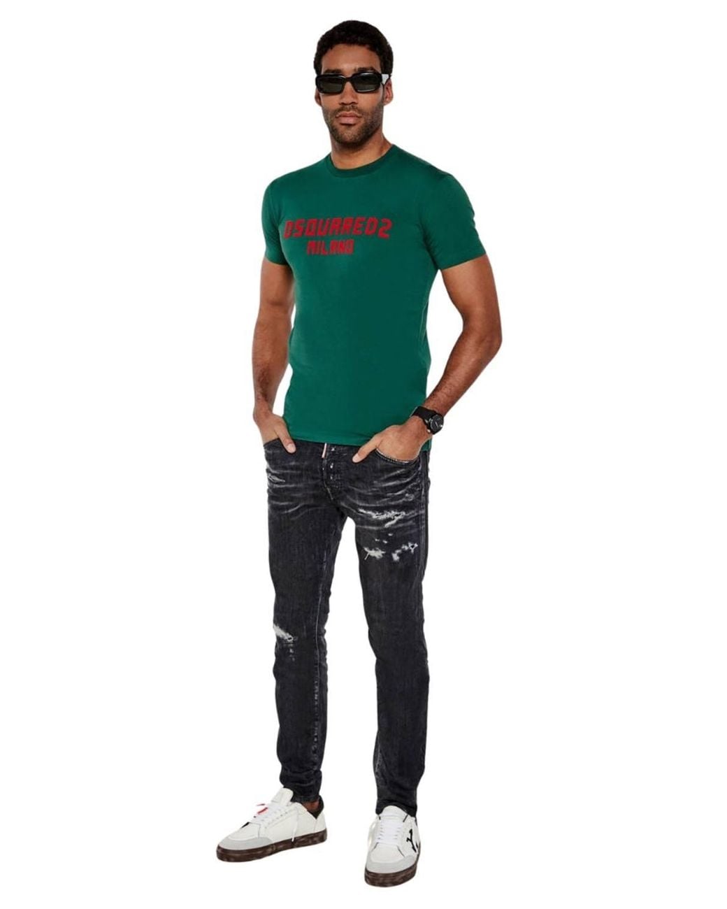 DSquared² Green Milano Short Sleeve Round T-Shirt for men