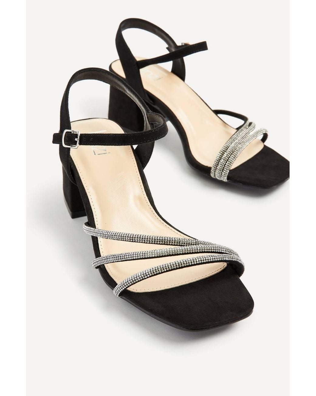 Linzi Black Mariah Wide Fit Diamante Heels