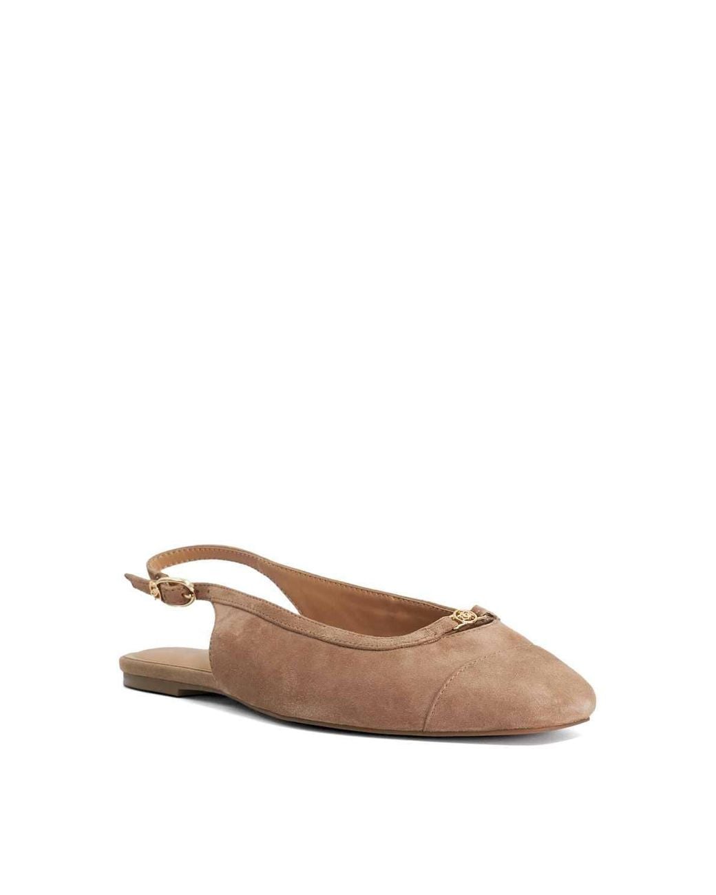 Dune White Wide Fit 'Hanna' Suede Ballet Pumps