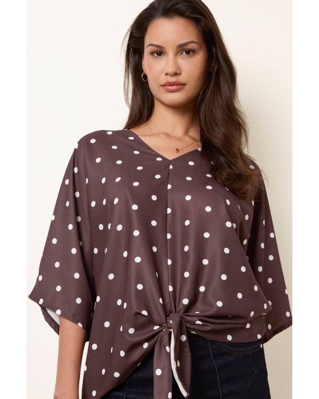 Blue Vanilla Purple Short Sleeve V-Neck Top