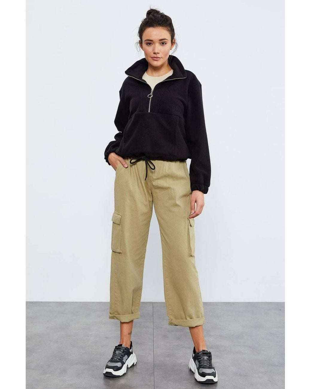 TOMMY LIFE Black Oversized Half-Zip Plush Sweatshirt