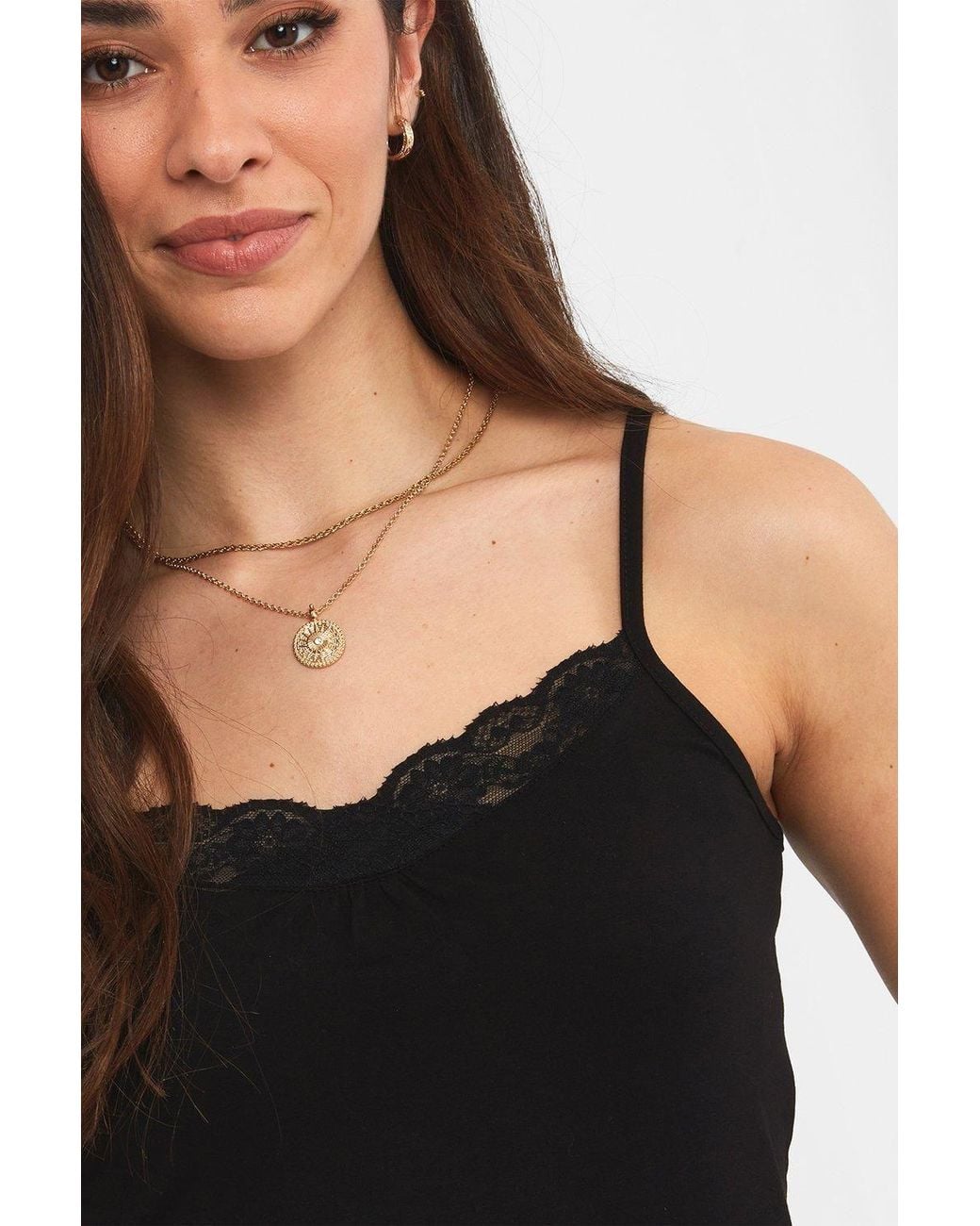 Joe Browns Black Basic Adjustable Strap Lace Insert Cami Top