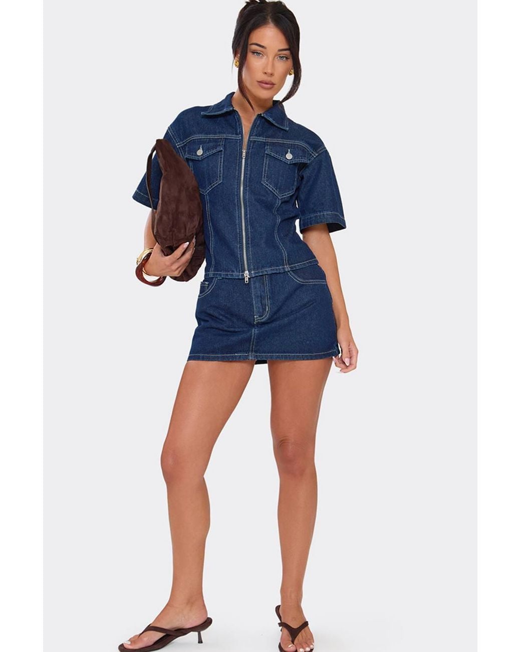 EGO Blue Low Rise Mini Skirt