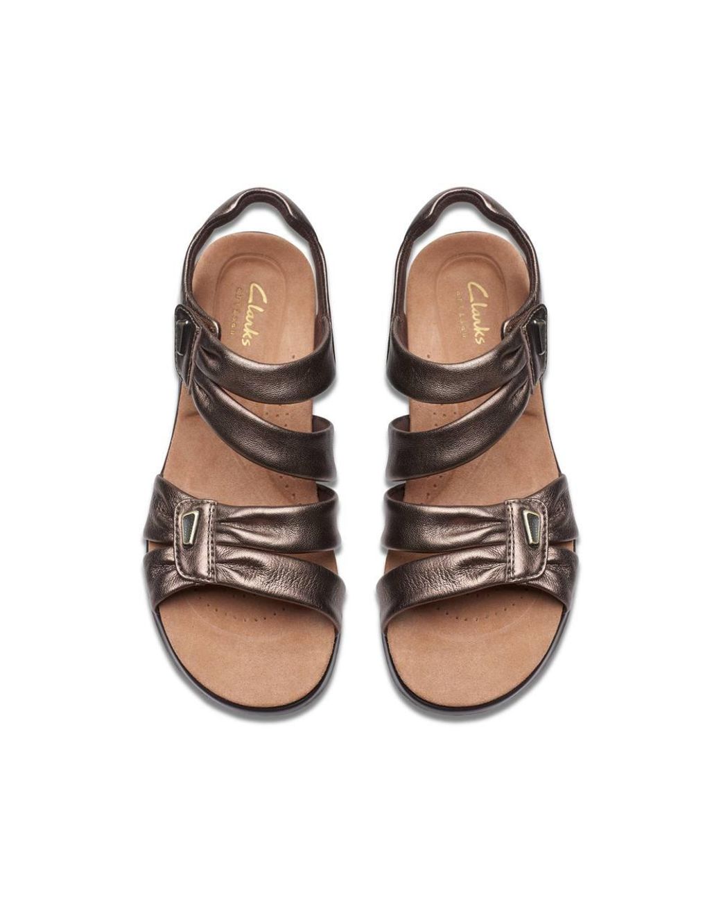 Clarks Brown Kitly Ave Bronze Leather Flat Sandals