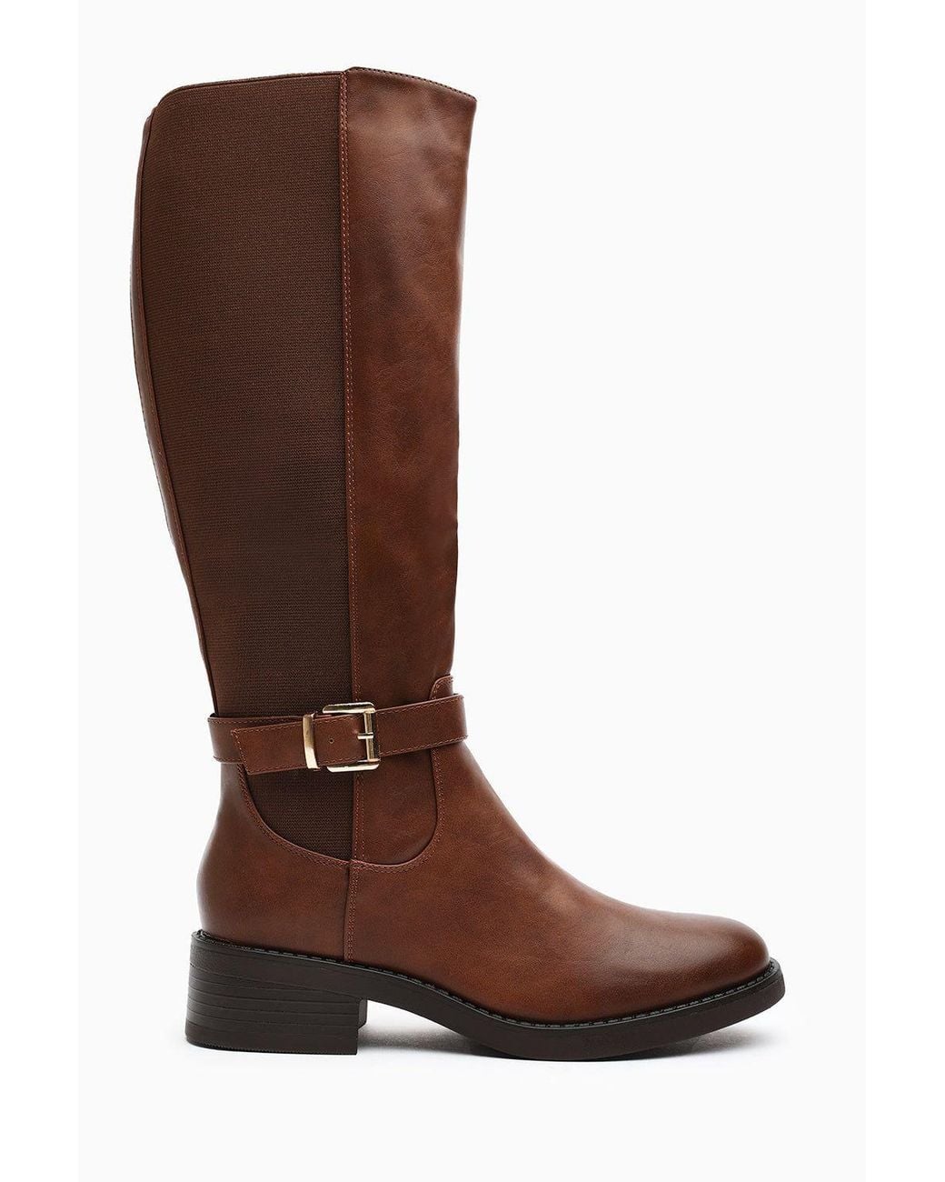 Where's That From Brown 'Oriana' Wide Fit Faux Leather Knee High Riding Boots