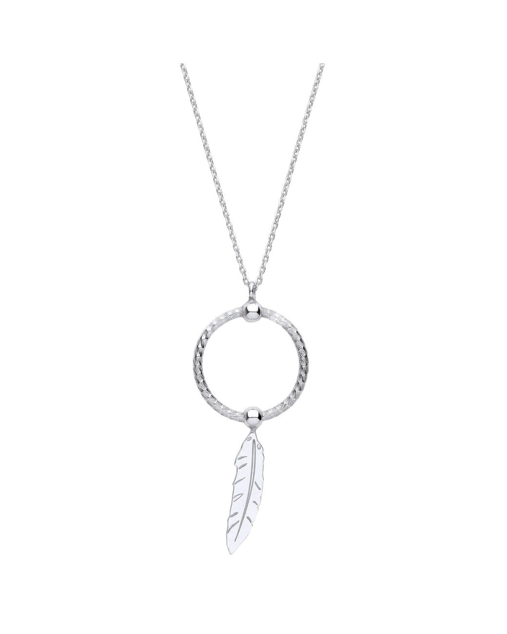 Jewelco London Metallic Snake Circle Angel Feather Leaf Pendant Necklace 16"