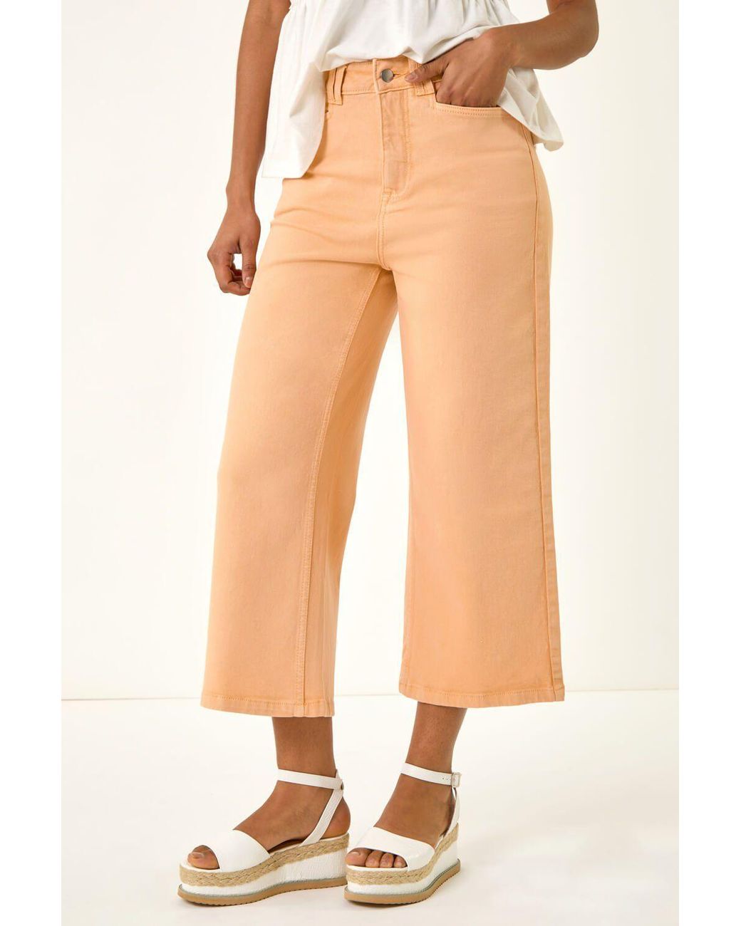 D.u.s.k White Denim Pocket Detail Wide Leg Culotte