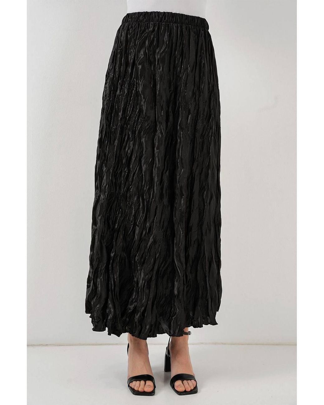 Bigdart Black Textured Maxi Skirt With Elastic Waist