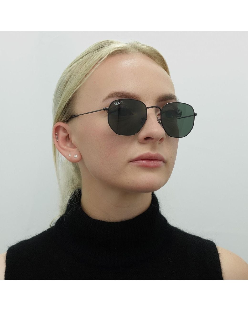 Ray-Ban Brown Square Polished Polarized Hexagonal Rb3548N