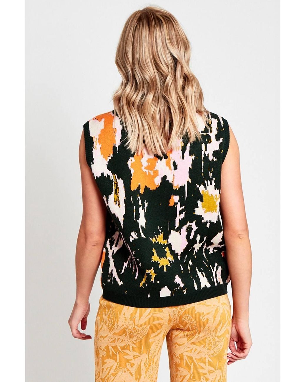 Native Youth Multicolor Abstract Print High Neck Knitted Vest