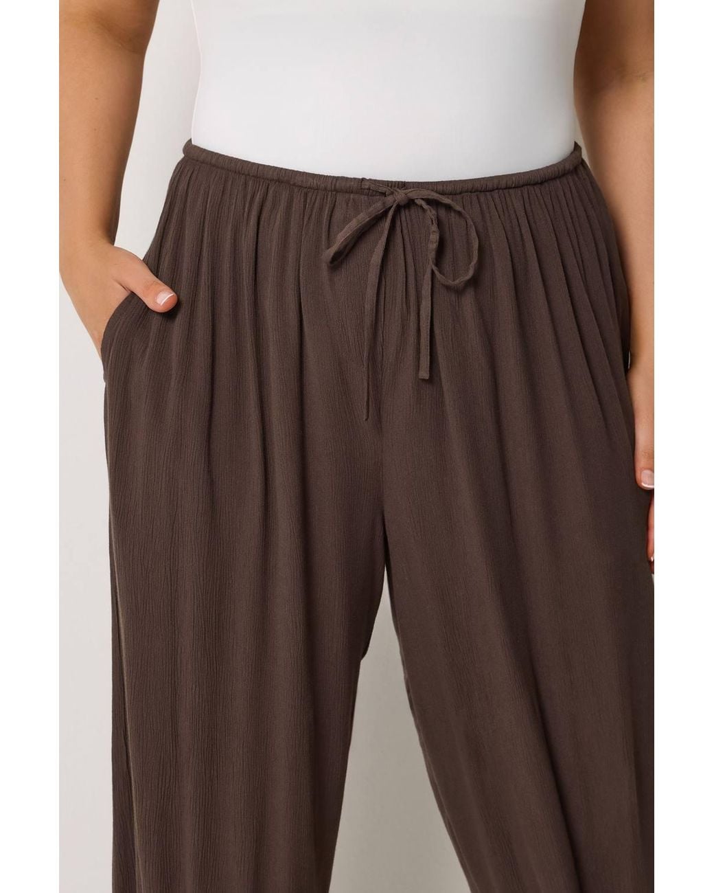 Yours Brown Cuffed Balloon Trousers