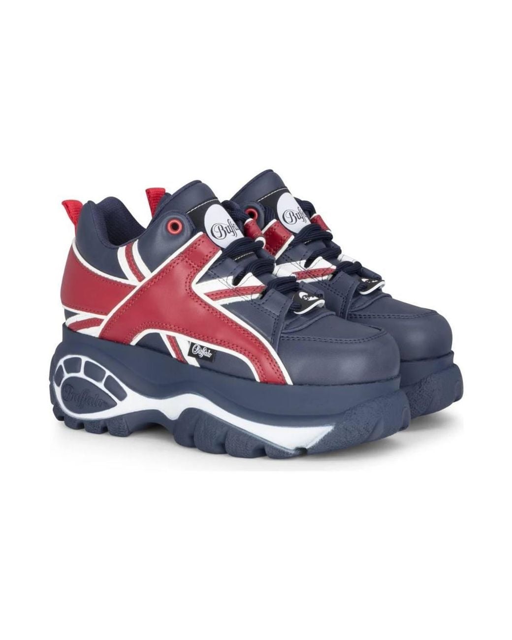 Buffalo Blue 1339-14 Platform Chunky Lace-Up Sneakers Vegan Box Leather