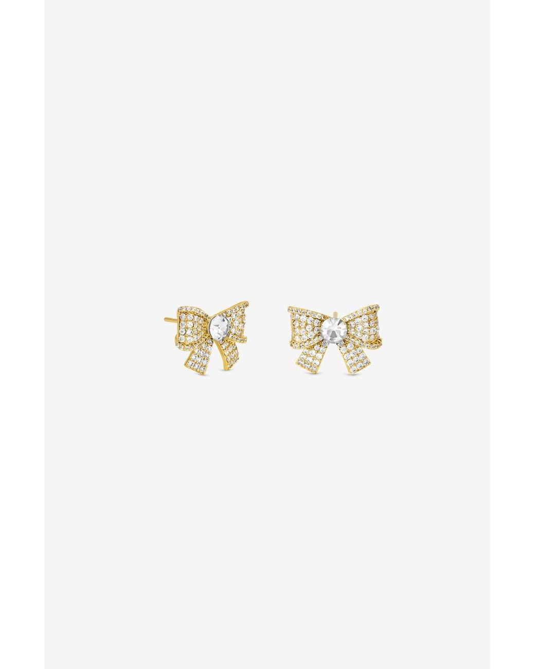 Jon Richard Metallic Plated & Pave & Crystal Bow Earrings