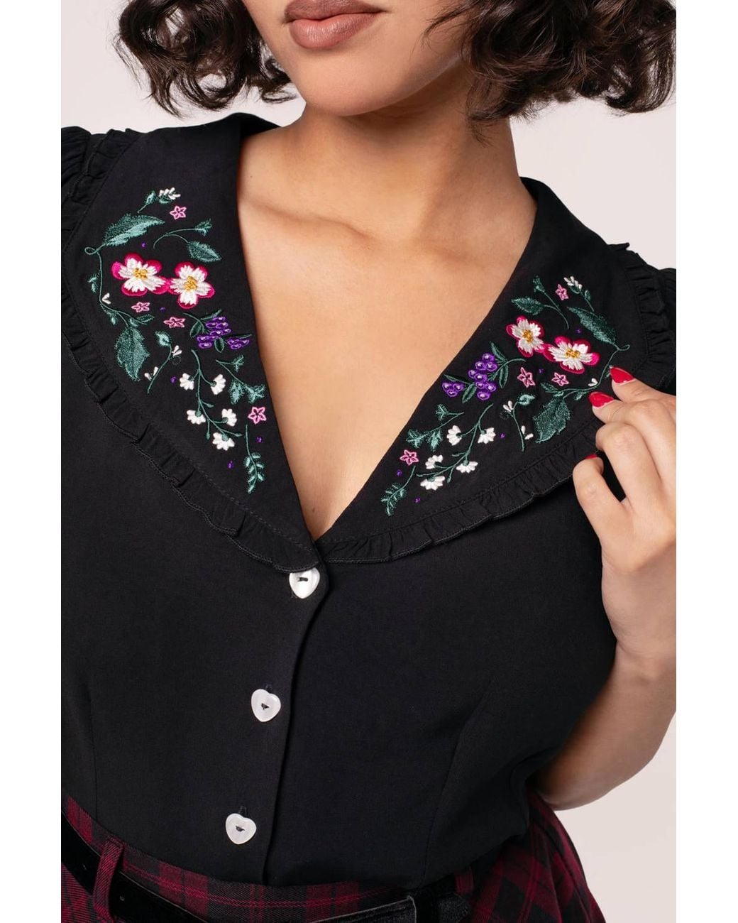 Hell Bunny Black Winnie 40S Style Blouse