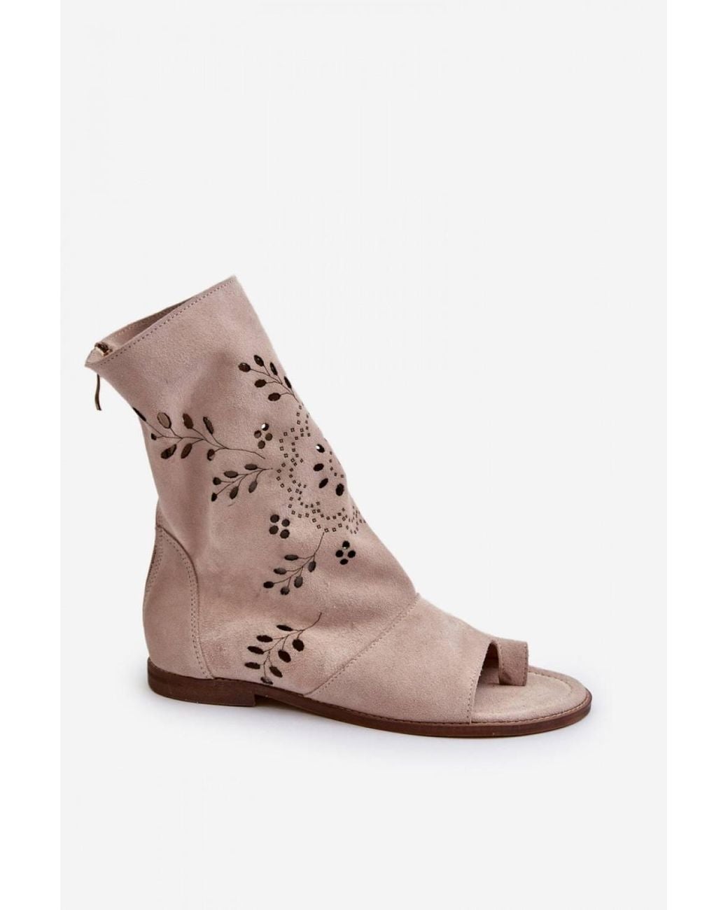 Love Lace Brown Everyday Suede Sandals With 1Cm Heel