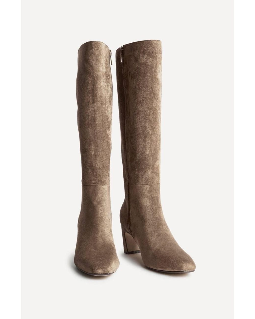 Linzi Brown Signature Mocha Faux Suede Heeled High Leg Boots