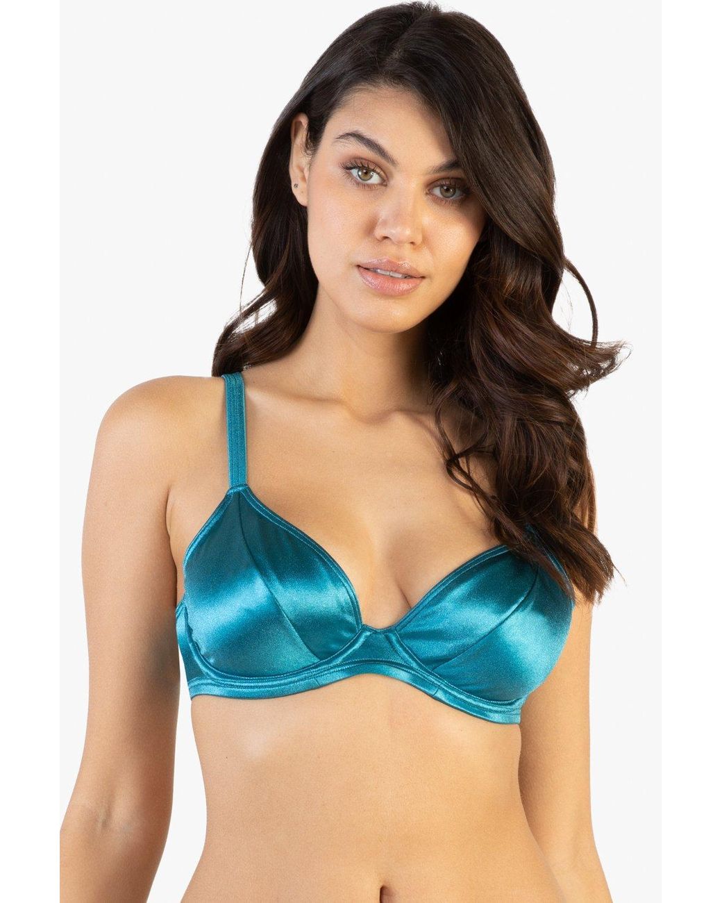 Blue Shine Non Wired Plunge Bikini Top Fuller Bust Exclusive