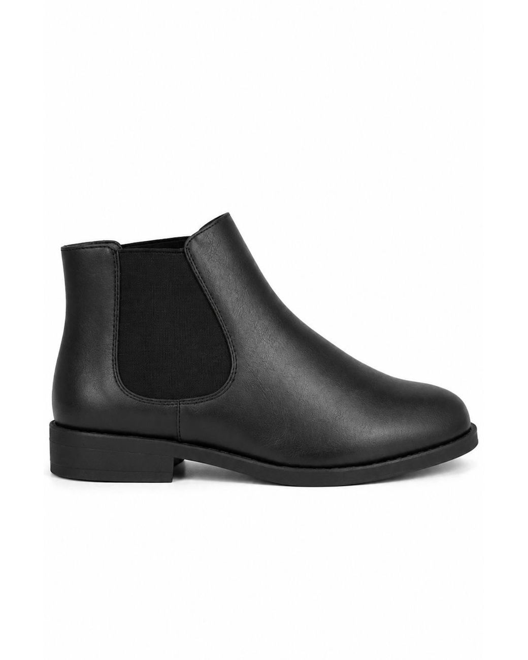 Spot on Black Classic Elasticated Ankle Boot With Low Heel