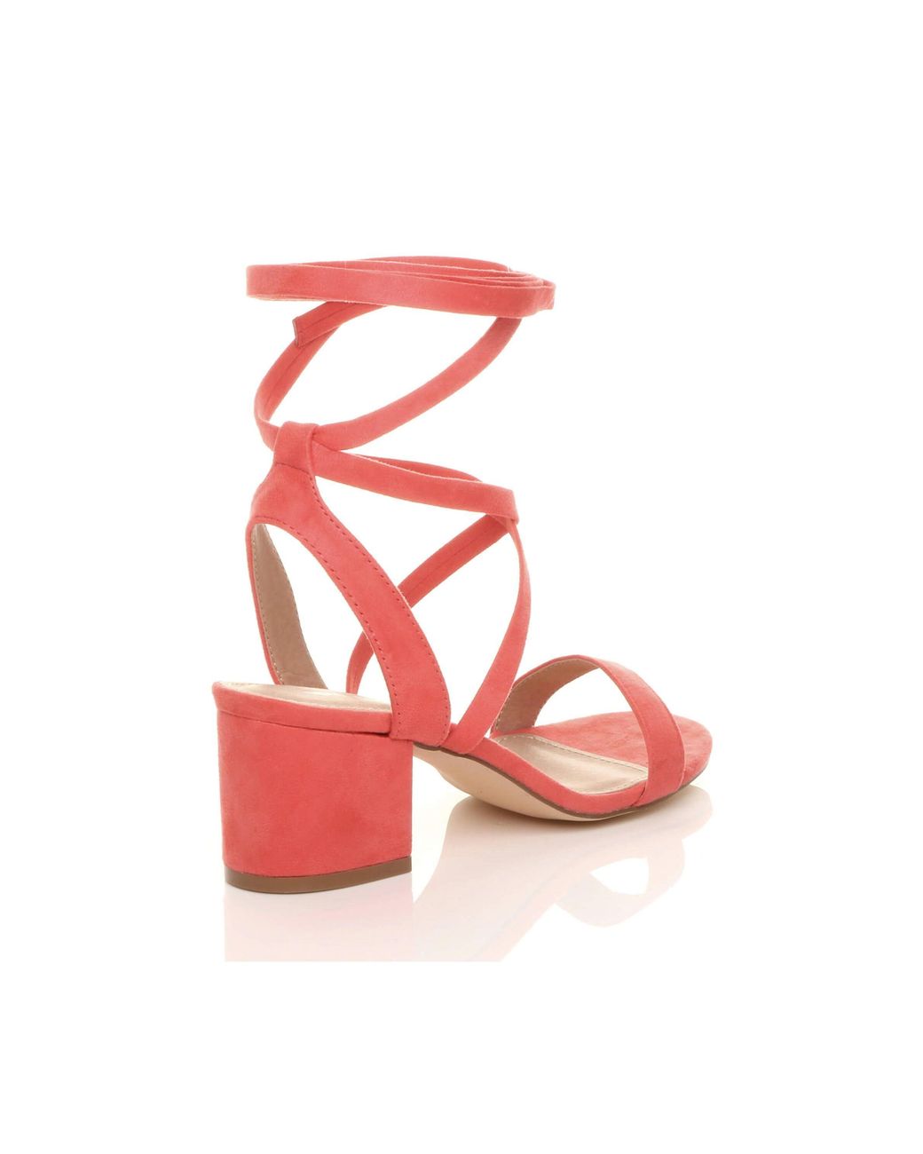 AJVANI Pink Mid Block Heel Tie Up Sandals