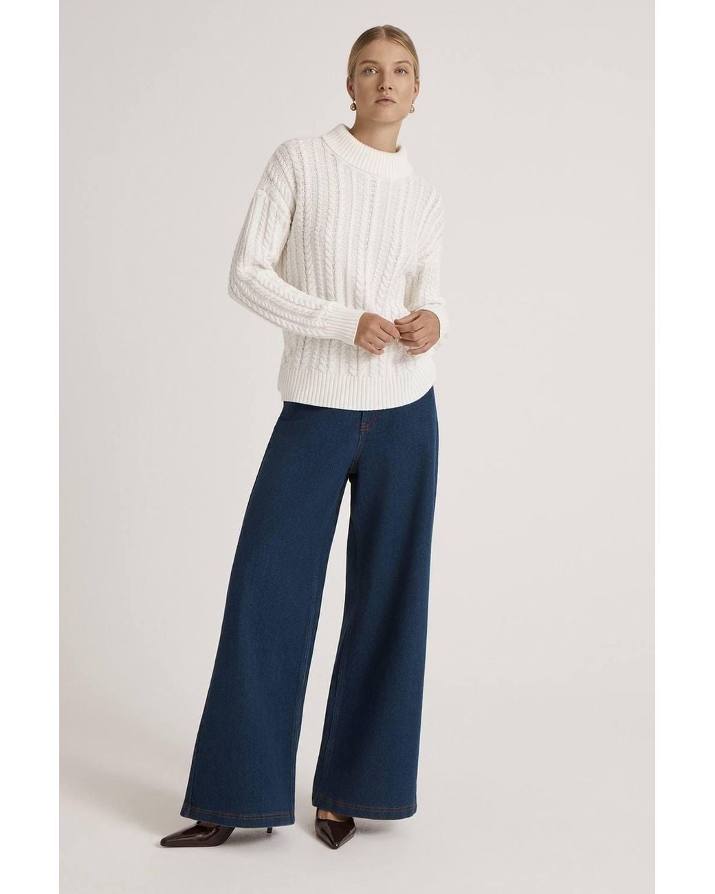 Finery London Natural Vivana Turtle Neck Knitted Jumper