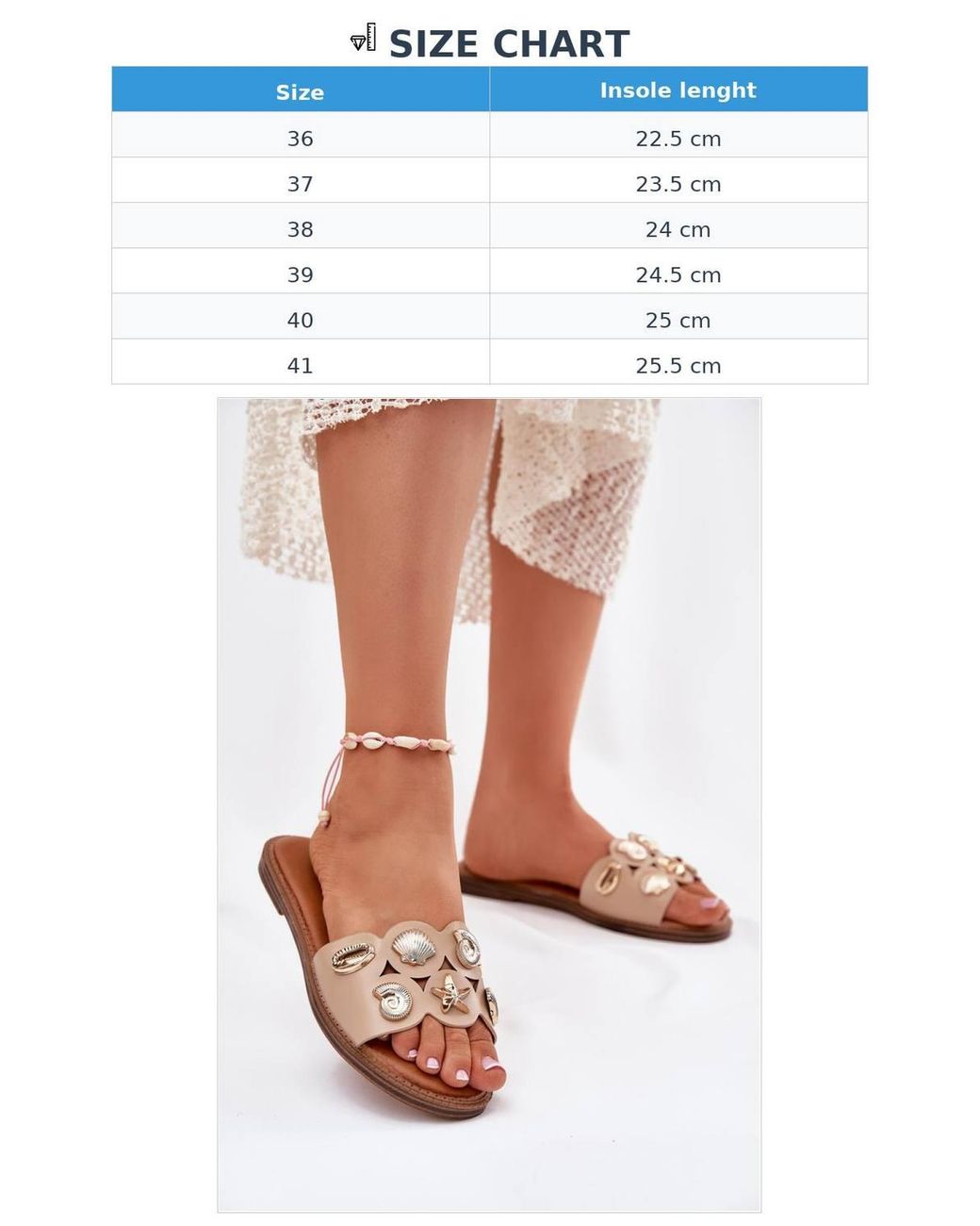 Love Lace Natural Sea Charm Flat Heel Sandals With Soft Insole