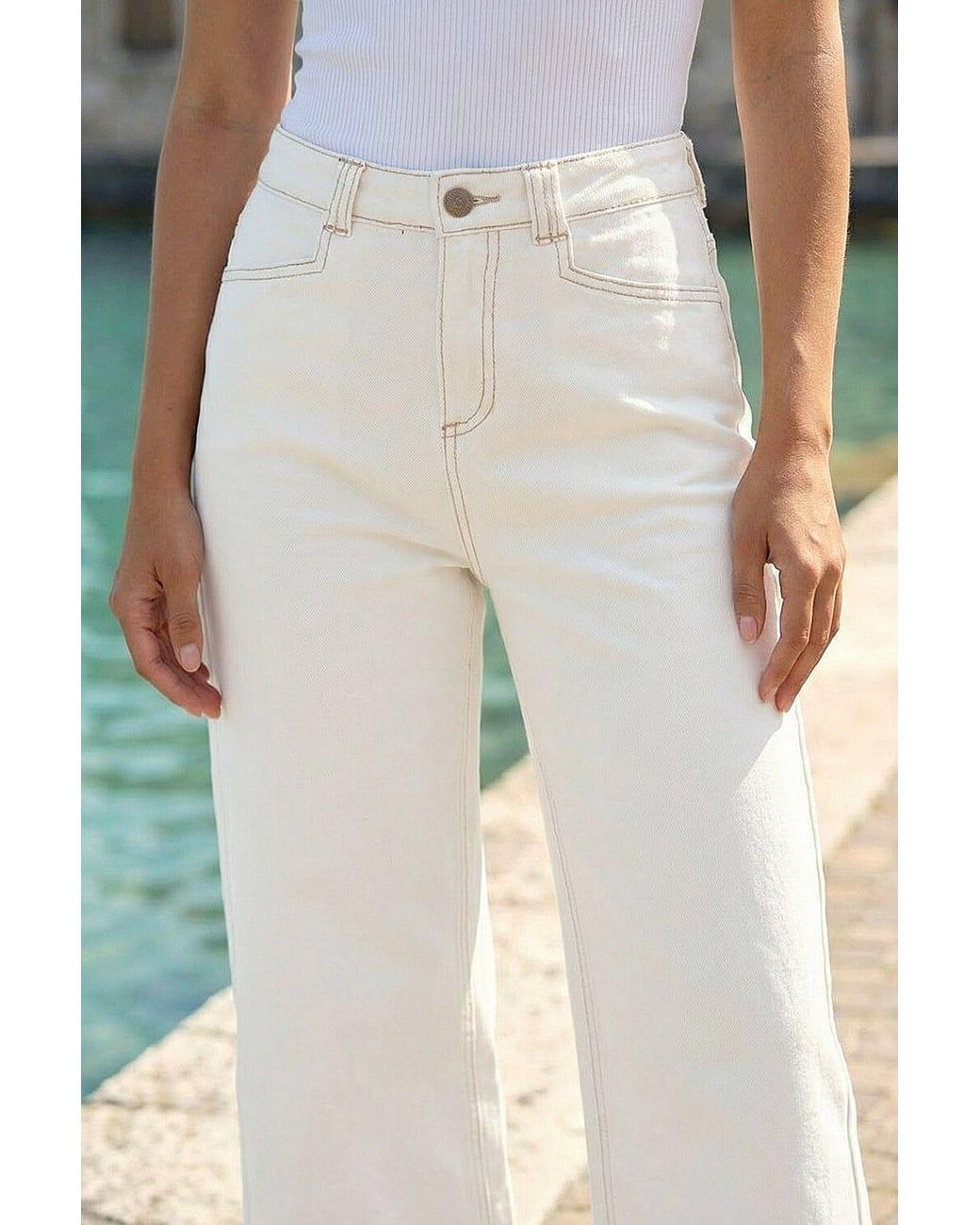 D.u.s.k Green Denim Pocket Detail Wide Leg Culotte