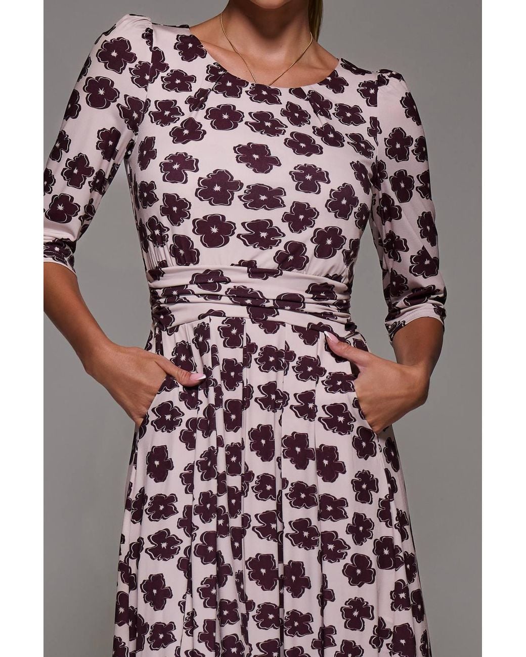 Jolie Moi Multicolor Three Quarter Sleeve Jersey Midi Dress
