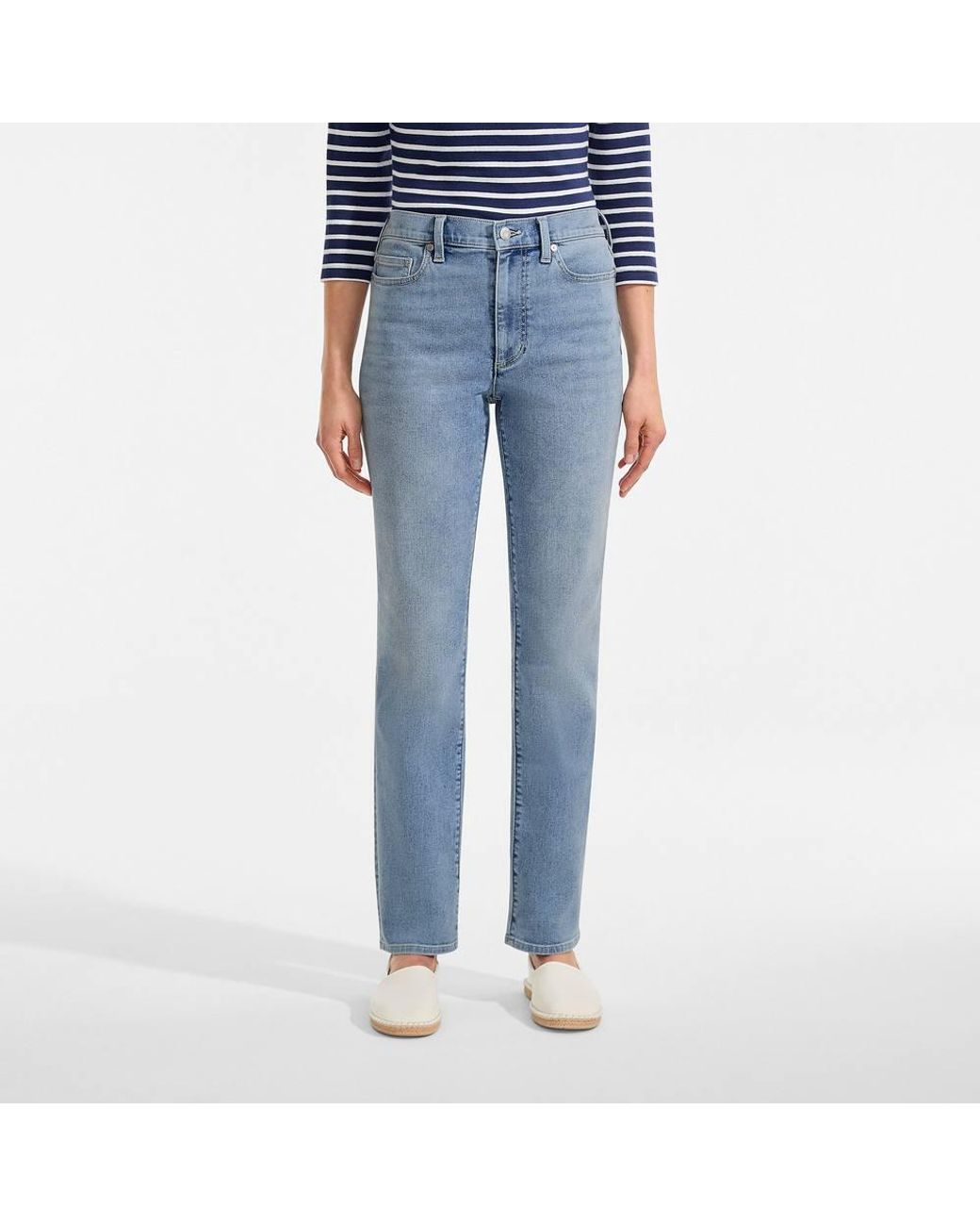Lands' End Blue Recover Straight Leg Jeans, High Waisted