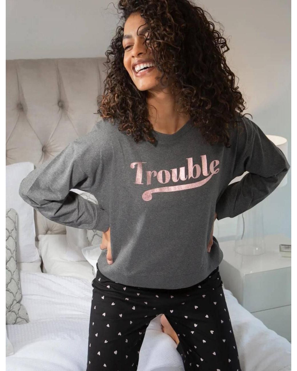 Pour Moi Gray Trouble Jersey Jogger Pyjama Set