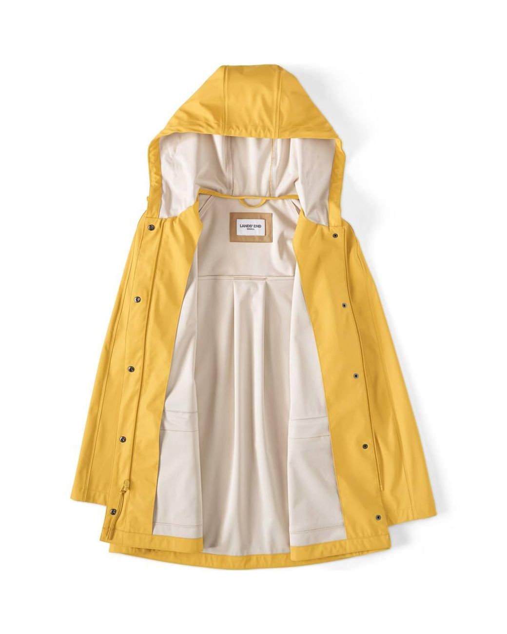 Lands' End Yellow Waterproof A-Line Squall Rain Jacket