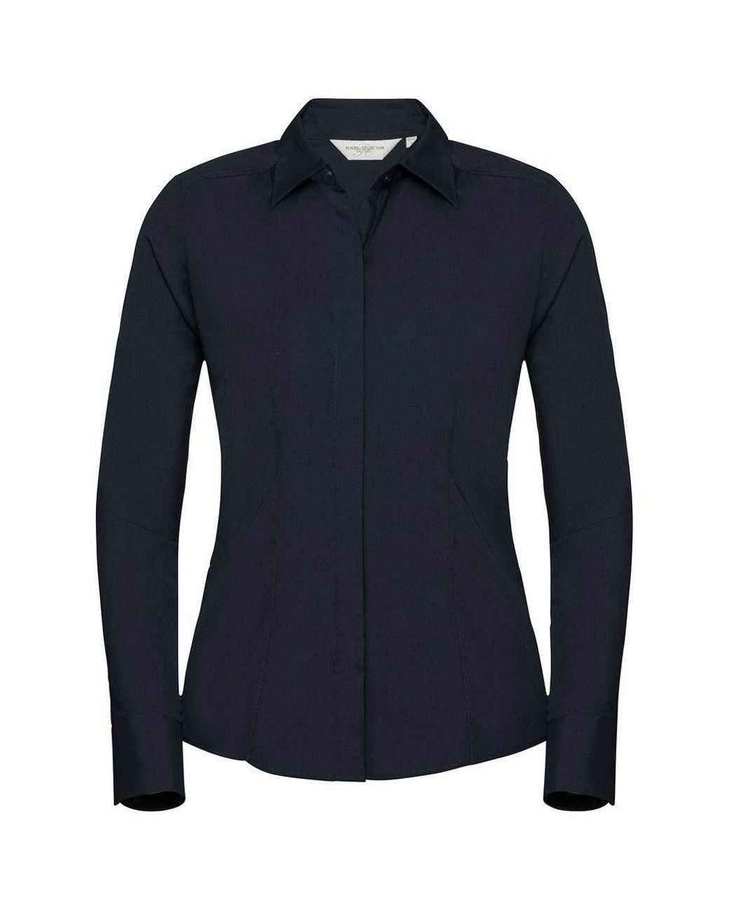 Russell Collection Blue Poplin Fitted Long-Sleeved Formal Shirt
