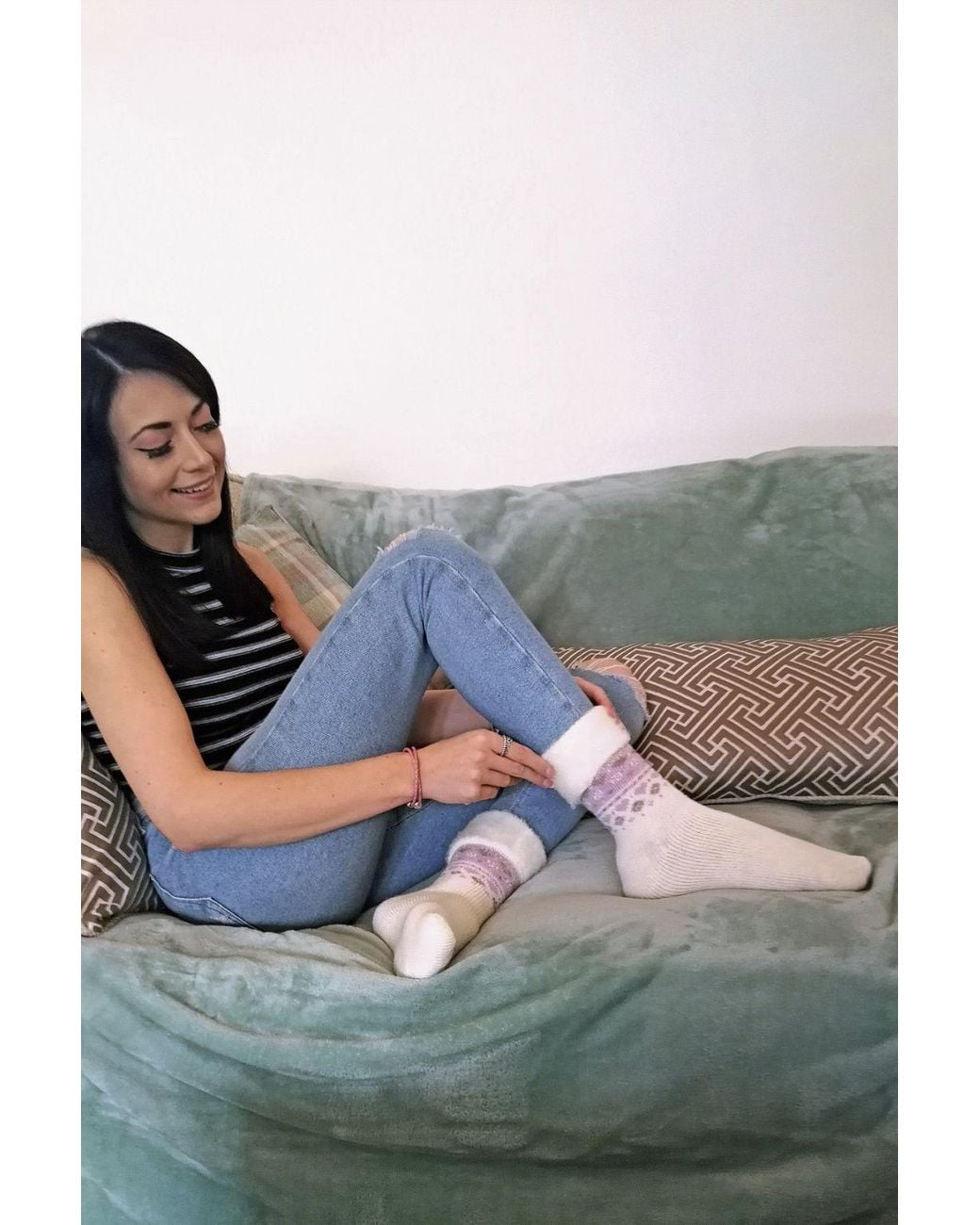 Sock Snob Pink 1 Pack Turn Over Top Warm Nordic Bed Socks For Winter