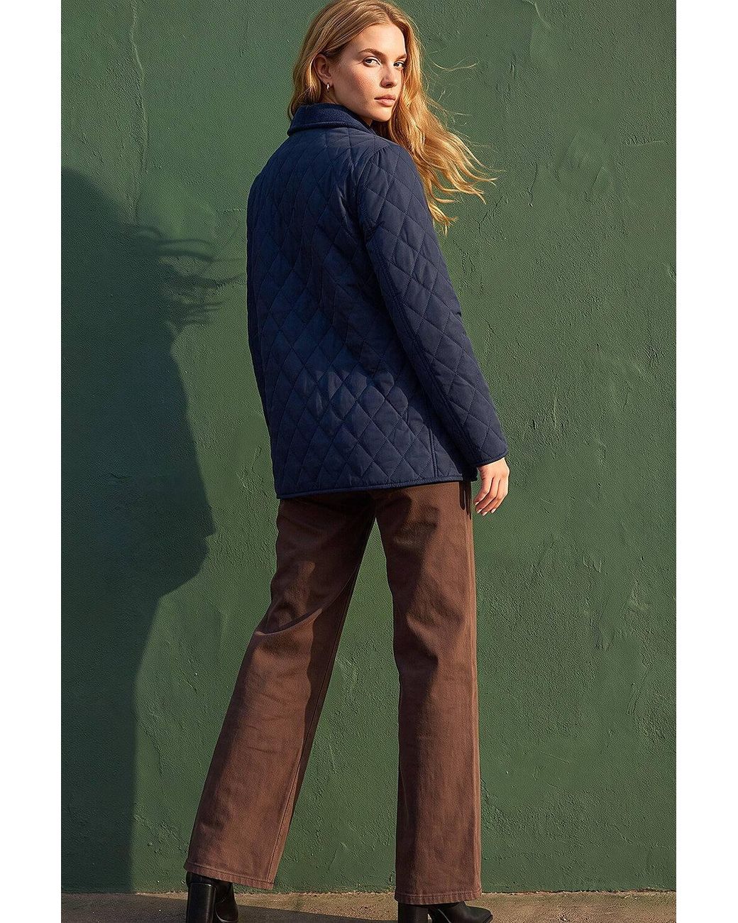 Roman Blue Quilted Collar Jacket