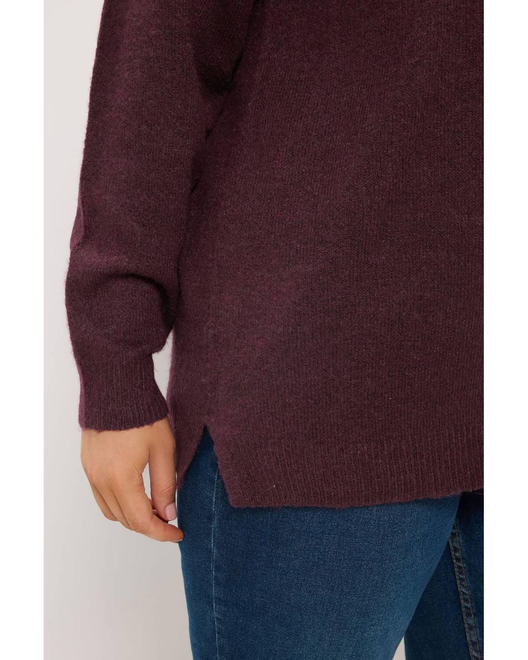 Yours Purple Knitted V-Neckline Jumper