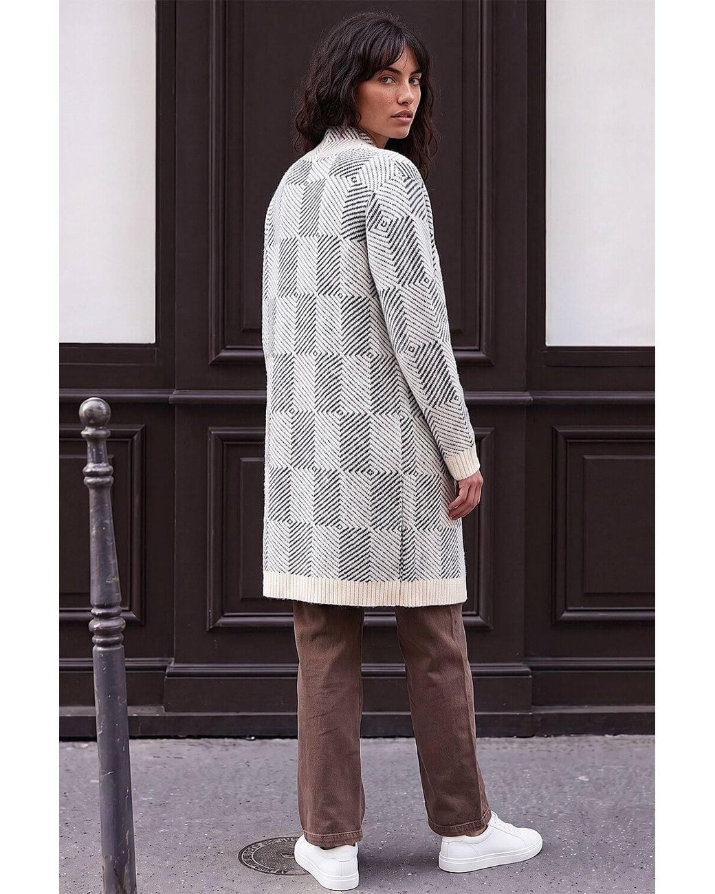 Roman White Soft Pattern Cardigan
