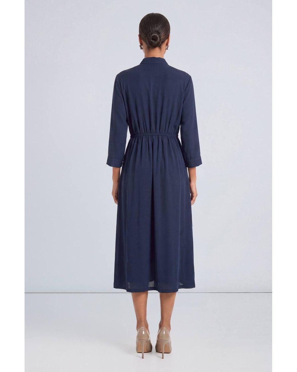 PRINCIPLES Blue Tie Neck Detail Midi Dress