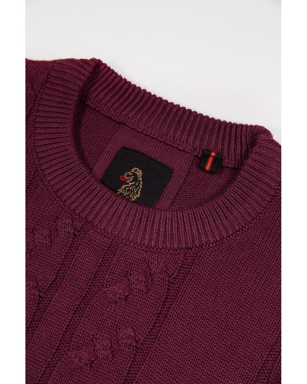 Luke 1977 Purple Mitcham Cable Knit Jumper for men