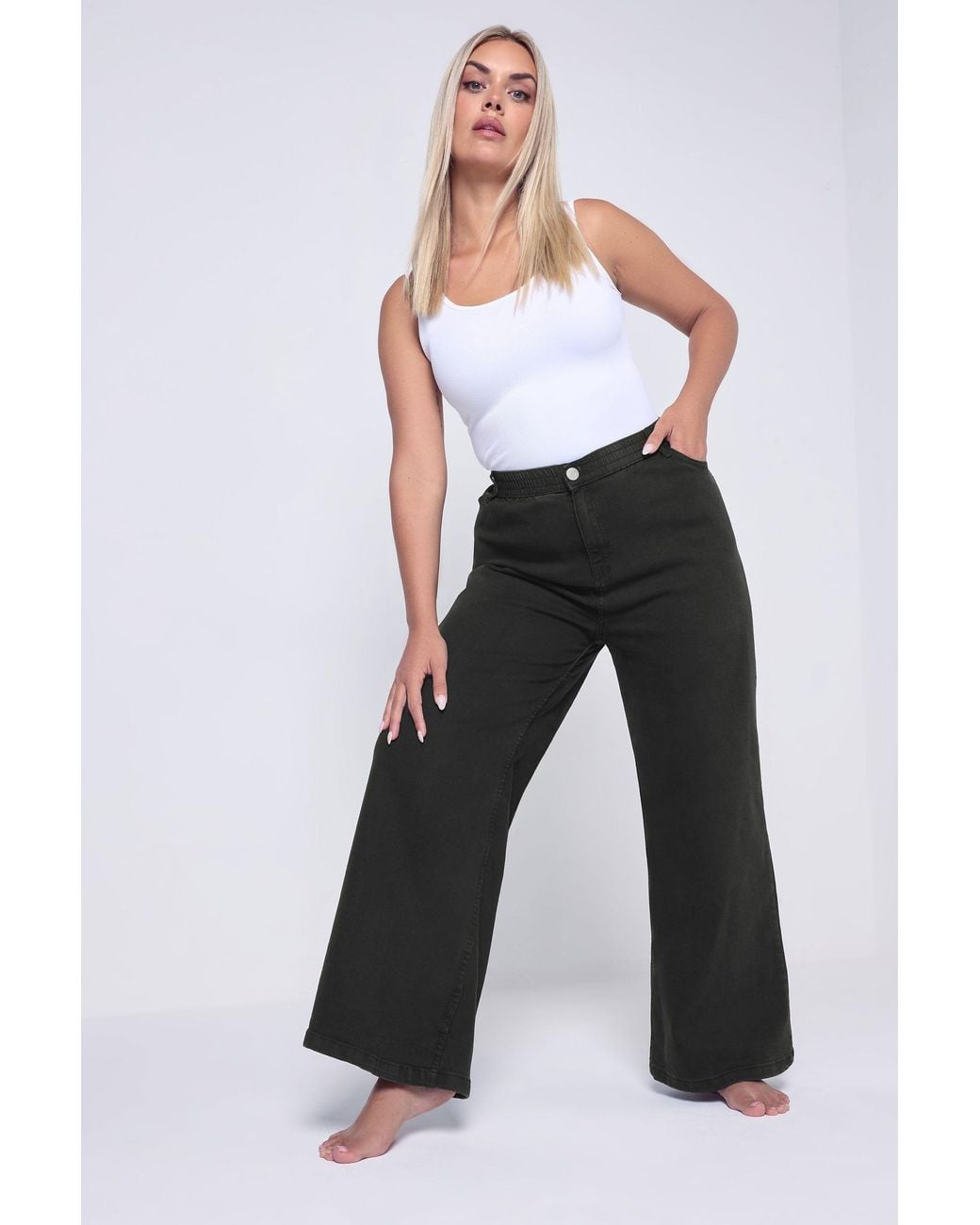 Yours White Wide Leg Slouchy Jeans