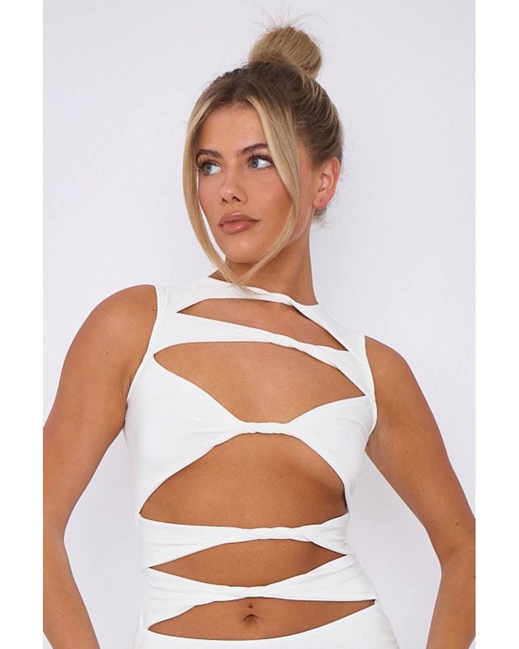 Stylewise White Cut Out Twist Front