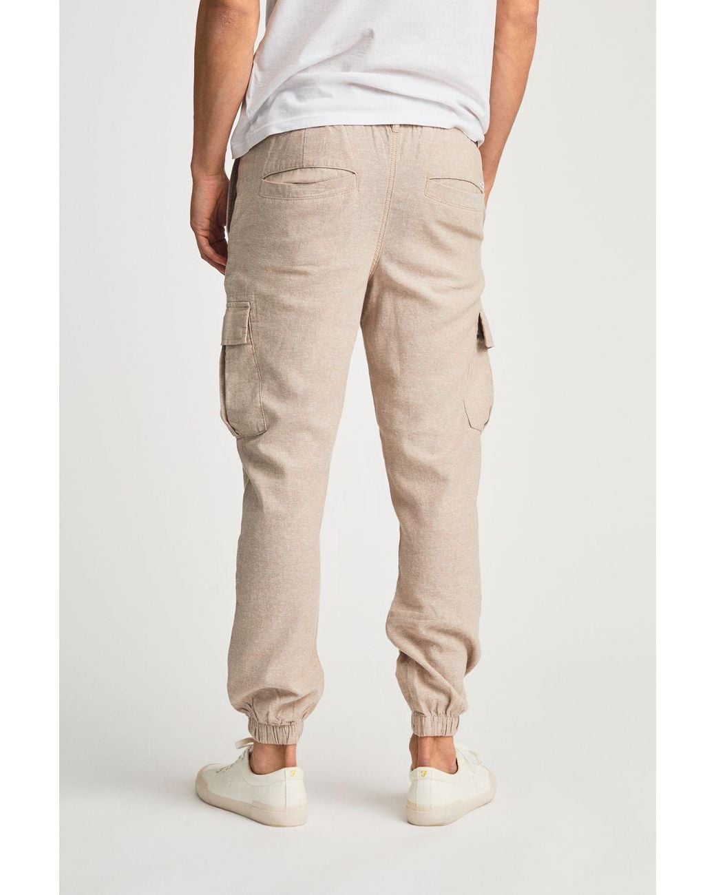 Tokyo Laundry Natural Linen Blend Cargo-Style Trousers for men