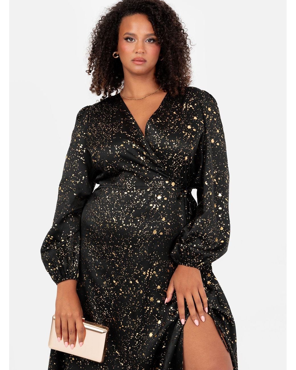 Lovedrobe Black Faux Wrap Midi Dress