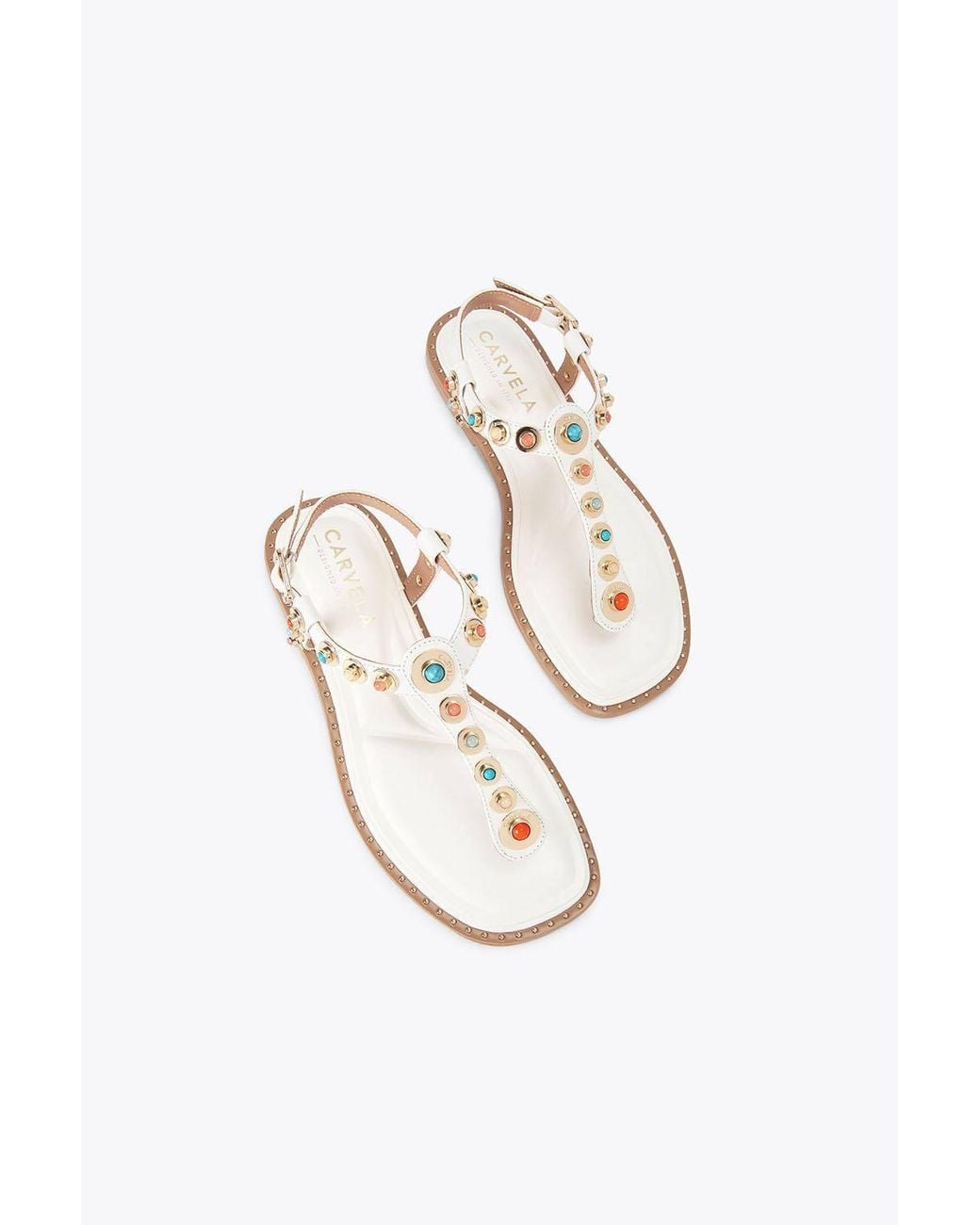 Carvela Kurt Geiger White 'Amalfi T Bar Flat Sandal' Leather Sandals